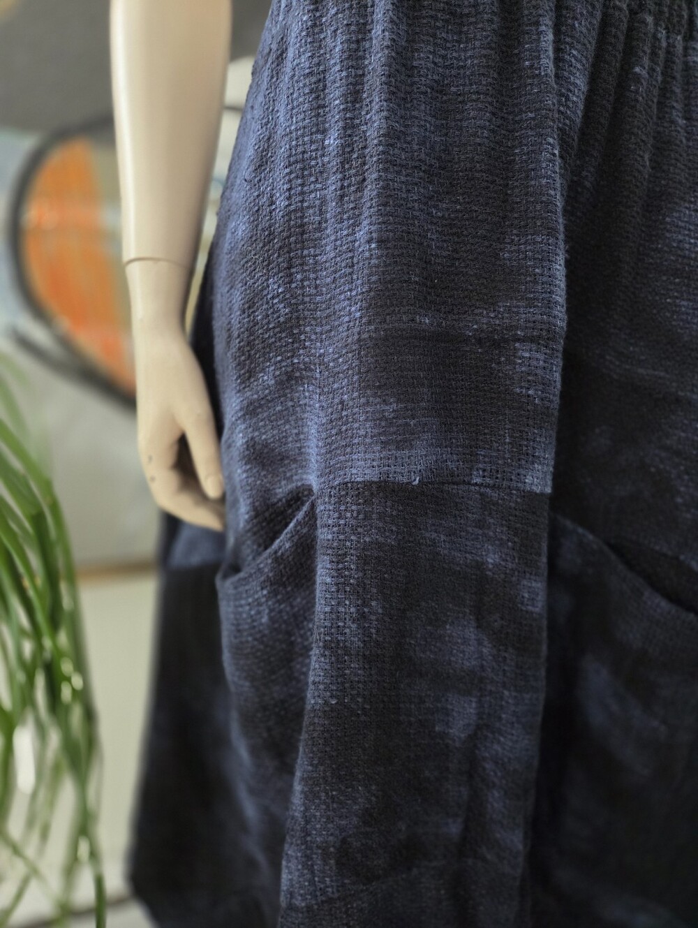 LUUKAA | Avant-Garde Linen-Cotton Blend Balloon Midi Skirt - Picture 7 of 8